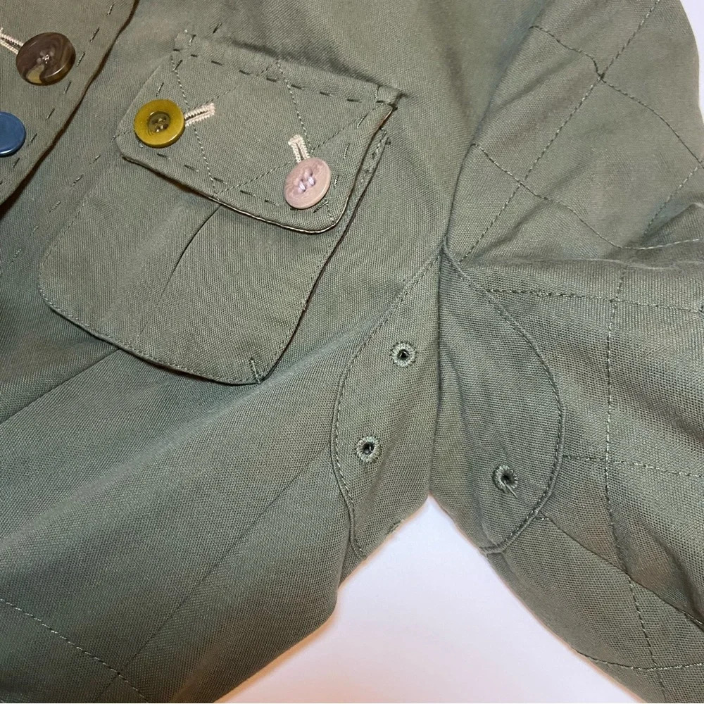 BCBGMAXAZRIA Runway Military Utility Jacket Y2K Grunge Boho Army Olive Green XS - Picture 10 of 16